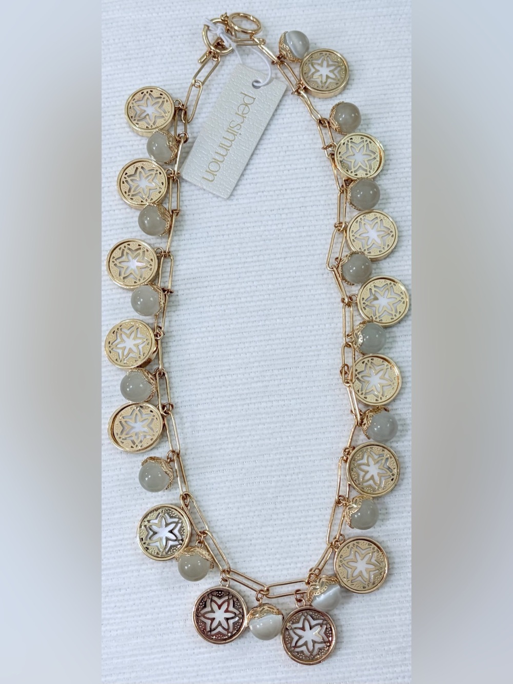 NWT Persimmon Elegant Gold Beaded Women's Necklace 17” to 18”